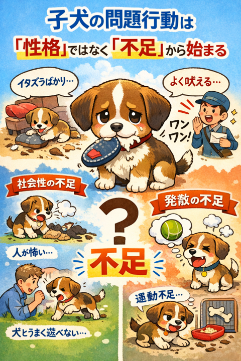子犬の問題行動は性格ではない 不足が原因のイメージ