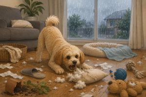 雨の日に問題行動が増える犬と社会性不足の関係
